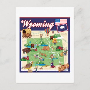 Cartoon Map of Wyoming Postkarte