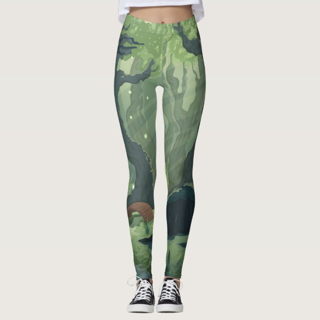 Cartoon Märchenwaldlandschaft Vintag. Leggings (Vorderseite)