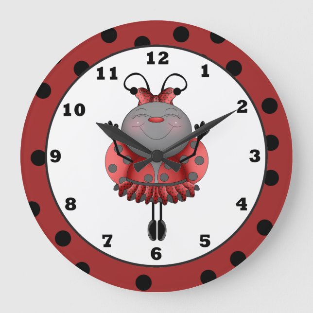 Cartoon-Marienkäferspaß-Wanduhr Große Wanduhr (Vorderseite)