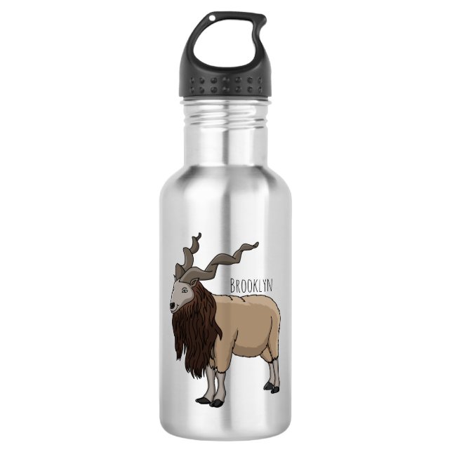 Cartoon Markhor Edelstahlflasche (Vorderseite)