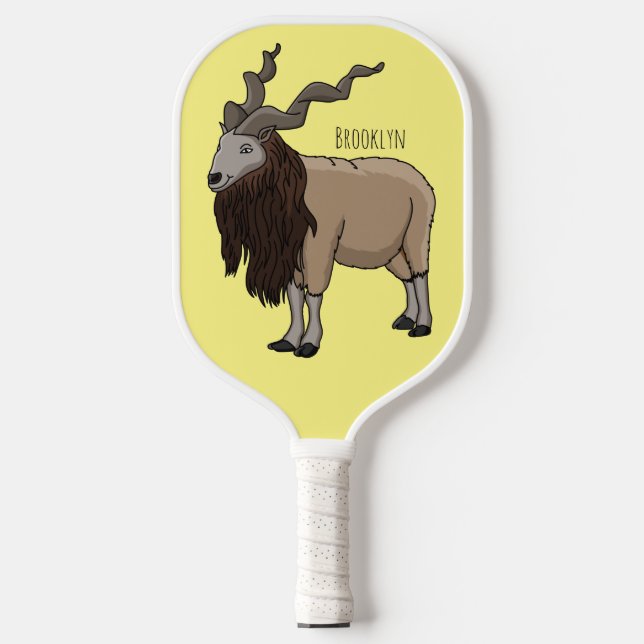 Cartoon Markhor Pickleball Schläger (Vorderseite)
