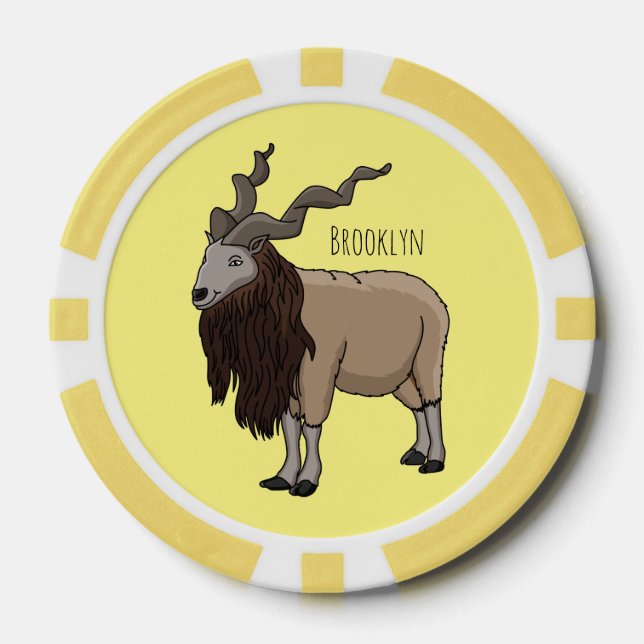 Cartoon Markhor Pokerchips (Vorderseite)