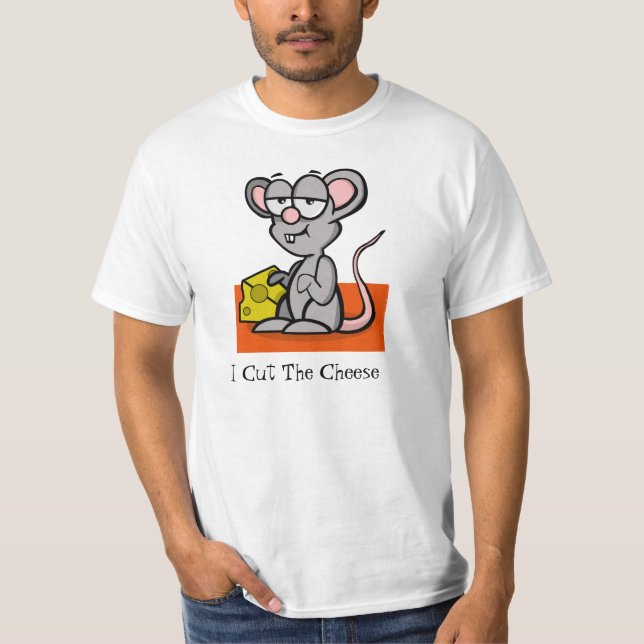 Cartoon-Maus "ich schnitt den Käse " T-Shirt (Vorderseite)