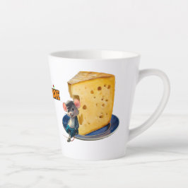 Cartoon Maus in Liebe mit einem Stück Käse auf ein Milchtasse