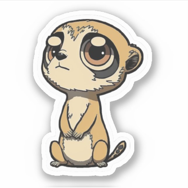 Cartoon Meerkat große traurige Augen Sticker (Vorderseite)
