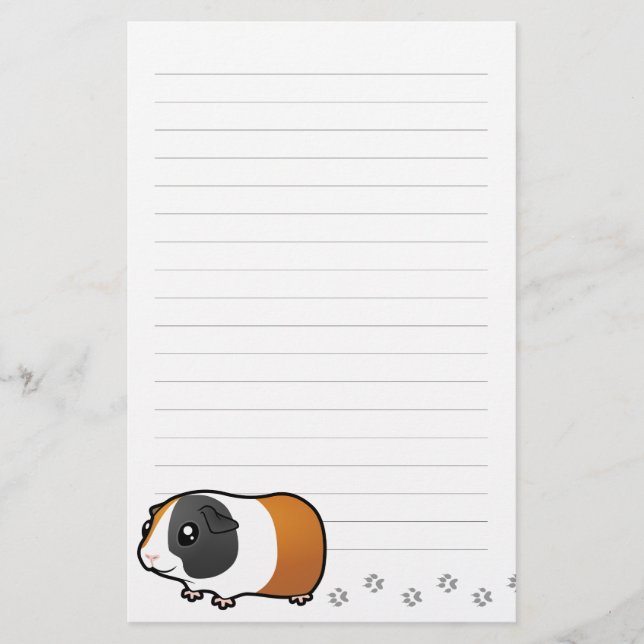 Cartoon-Meerschweinchen (glattes Haar) Briefpapier (Vorderseite)