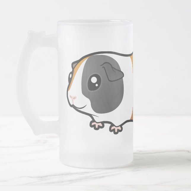 Cartoon-Meerschweinchen (glattes Haar) Mattglas Bierglas (Links)