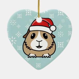 Cartoon-Meerschweinchen-Weihnachtsherz-Verzierung Keramikornament