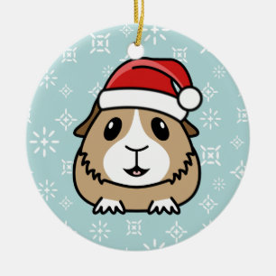 Cartoon-Meerschweinchen-Weihnachtsrunde Verzierung Keramik Ornament