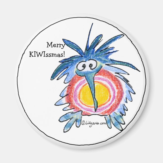 Cartoon Merry Christmas Kiwi Magnet (Vorne)