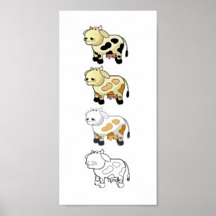Cartoon Milchkühe Canvas Print Poster