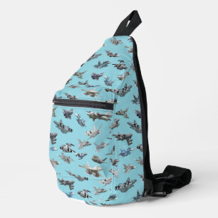 Cartoon-Militärflugzeuge nahtlos Crossbody Bag