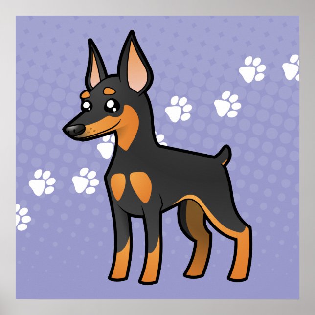 Cartoon Miniature Pinscher / Manchester Terrier Poster (Vorne)