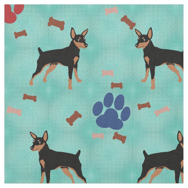 Cartoon Miniature Pinscher Stoff (Nahaufnahme)