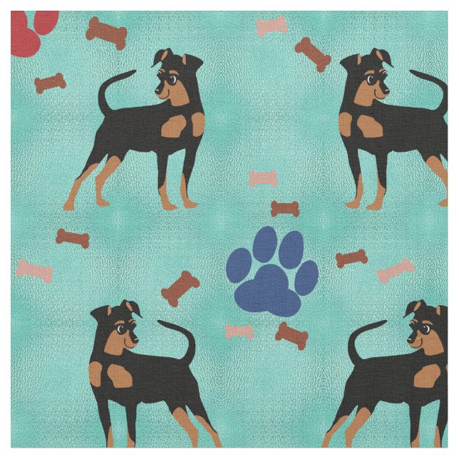 Cartoon Miniature Pinscher Stoff (Nahaufnahme)