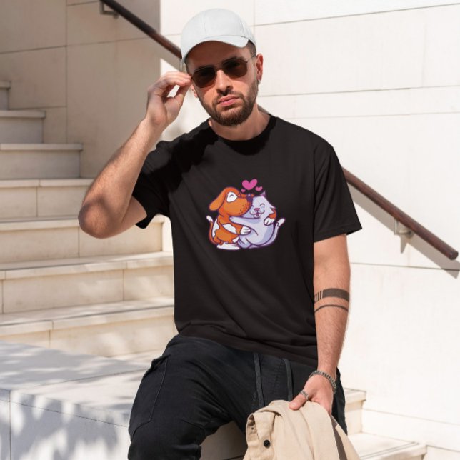 Cartoon mit Katzen- und Hundefressen T-Shirt (Von Creator hochgeladen)