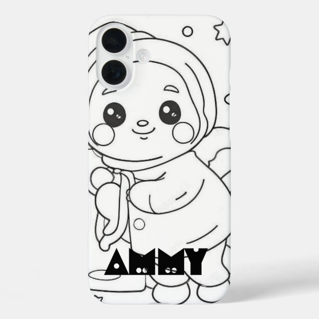 Cartoon Mit Monogramm Case - Mate iPhone (Rückseite)