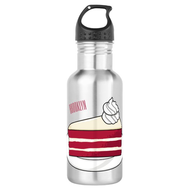Cartoon mit Rotsamt Edelstahlflasche (Vorderseite)