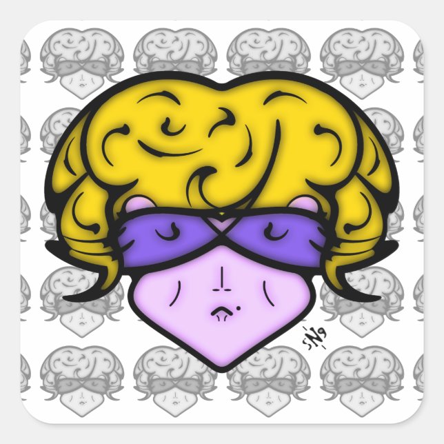 Cartoon mit Schönheitszeichen und Brille v1.1 Quadratischer Aufkleber (Vorderseite)