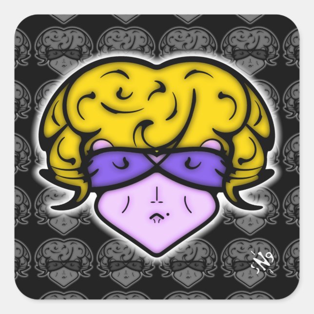 Cartoon mit Schönheitszeichen und Brille v2.1 Quadratischer Aufkleber (Vorderseite)