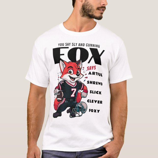 Cartoon mit schwarzem und weißem Clever Foxy T-Shirt (Vorderseite)
