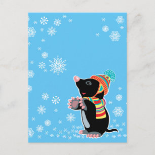Cartoon Mol zur Winterzeit Postkarte