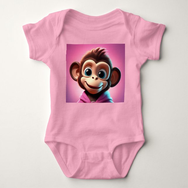 Cartoon Monkey Baby Bodysuit Baby Strampler (Vorderseite)