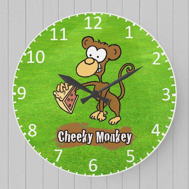 Cartoon Monkey Design Große Wanduhr (Von Creator hochgeladen)