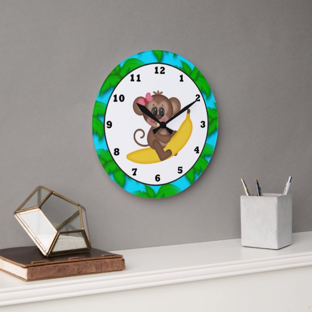 Cartoon Monkey-Uhr Große Wanduhr (Büro)