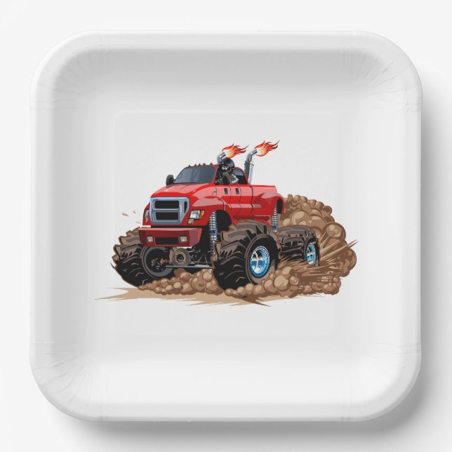 Cartoon-Monster Pappteller (Vorderseite)