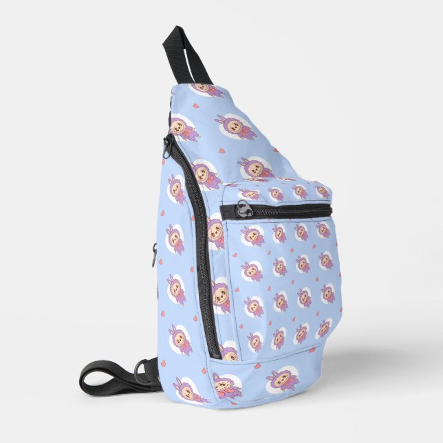Cartoon Monster Pattern Seamless Crossbody Bag (Linke Seite)