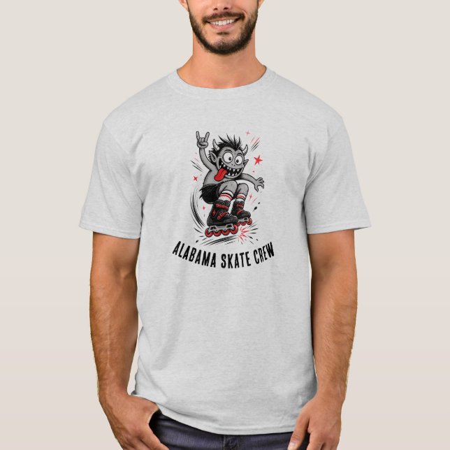 Cartoon-Monster-Rollerskate T-Shirt (Vorderseite)