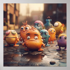 Cartoon Monster Street Gang Poster