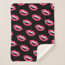 Cartoon Monster Vampir Lippen scharfe Zähne Fangge Sherpadecke