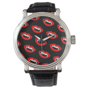 Cartoon Monster Vampir Lippen scharfe Zähne Fangz Armbanduhr