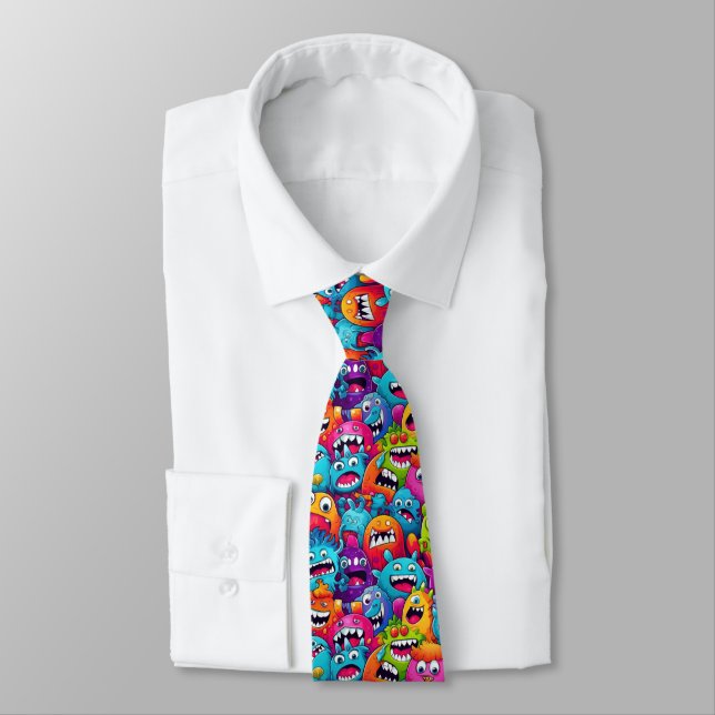 Cartoon Monsters Necktie Krawatte (Gebunden)
