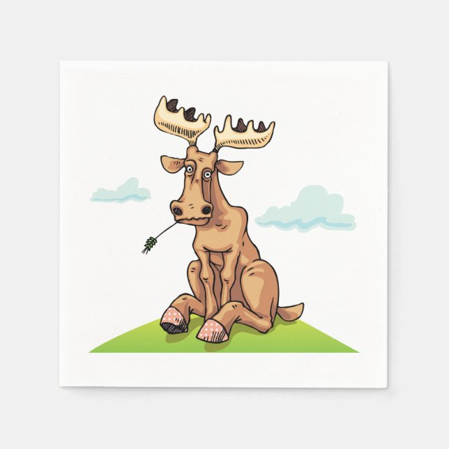 Cartoon Moose Paper Napkins Serviette (Vorderseite)