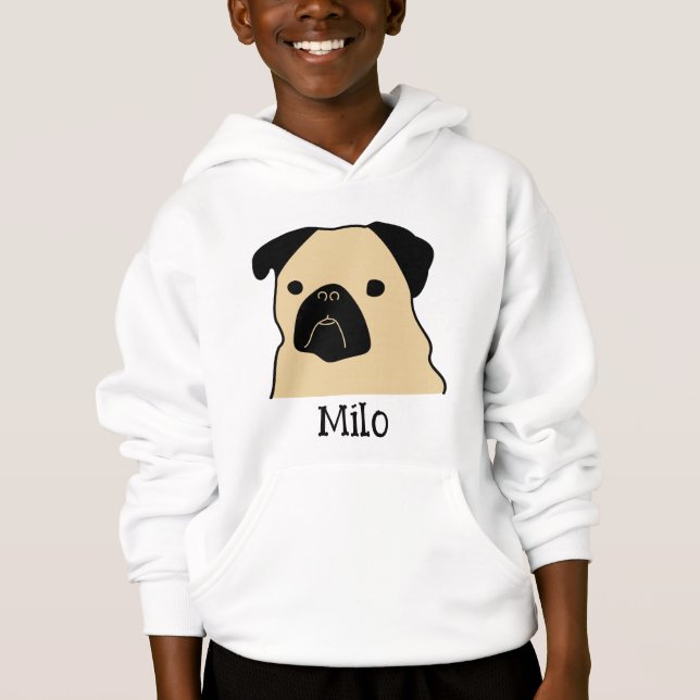 Cartoon Mops Face Hoodie (Vorderseite)