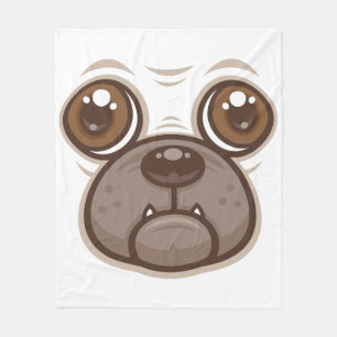 Cartoon-Mops-Gesicht Fleecedecke