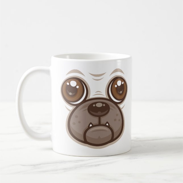 Cartoon-Mops-Gesicht Kaffeetasse (Links)