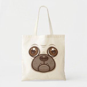 Cartoon-Mops-Gesicht Tasse Hundewelpe Tragetasche