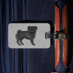 Cartoon-Mops-Hund mit schwarzer Farbe, Design der Gepäckanhänger