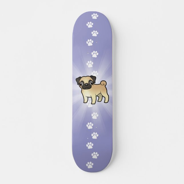 Cartoon-Mops Skateboard (Vorne)