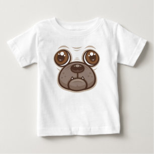Cartoon Mops Tasse Welpen Hundegesicht Baby T-shirt
