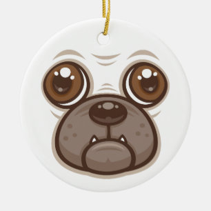 Cartoon Mops Tasse Welpen Hundegesicht Keramik Ornament