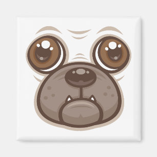 Cartoon Mops Tasse Welpen Hundegesicht Magnet