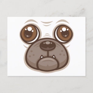 Cartoon Mops Tasse Welpen Hundegesicht Postkarte