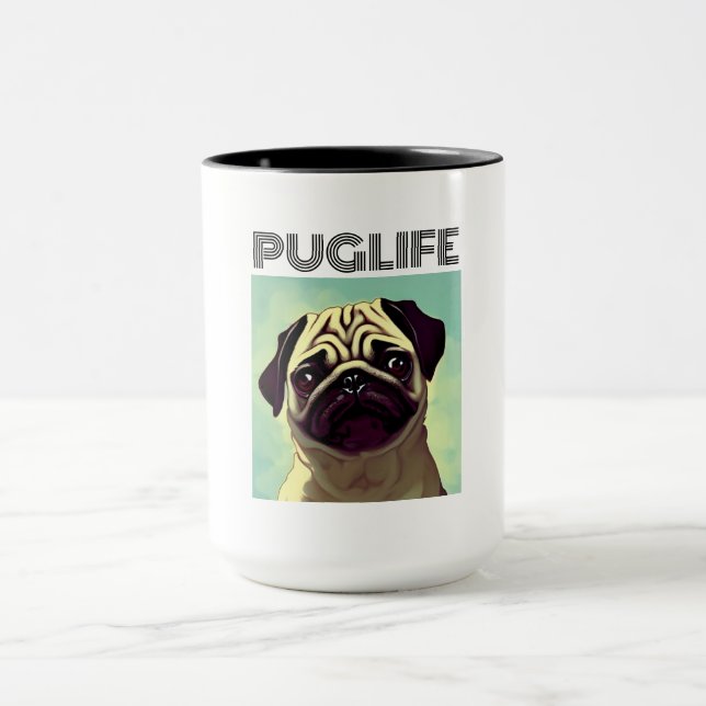 Cartoon Mops Welpenmugshot niedliches wertvolles P Tasse (Zentrum)
