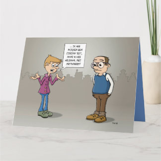 Cartoon; morgen heb ik een Corona test.  Karte