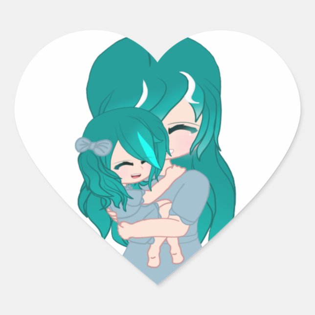 Cartoon Mother & Daughter Sticker (Vorderseite)